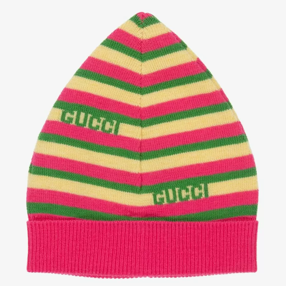 Gucci Pink & Yellow Striped Baby Hat^ Hats