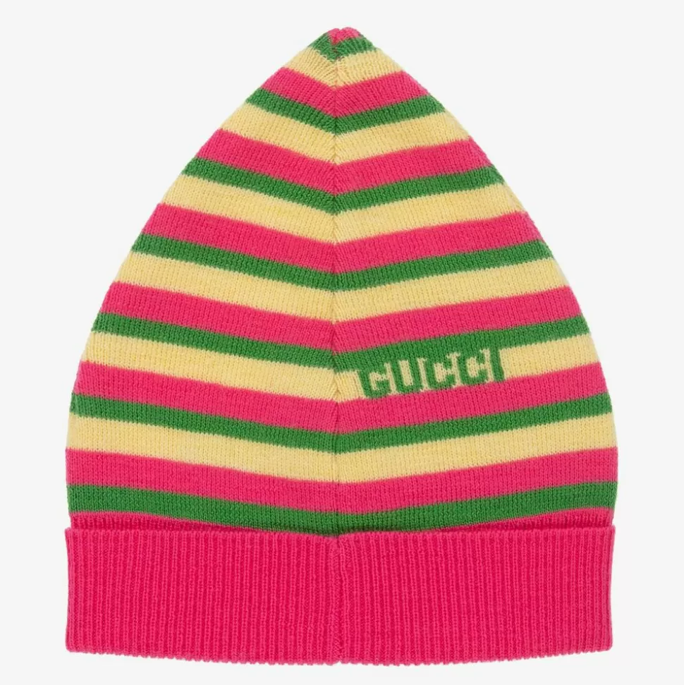 Gucci Pink & Yellow Striped Baby Hat^ Hats