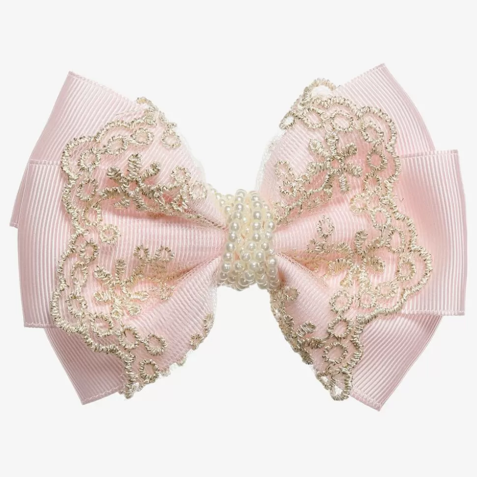 Cute Cute Pink & Gold Bow Clip (11cm)^ Hair Accessories