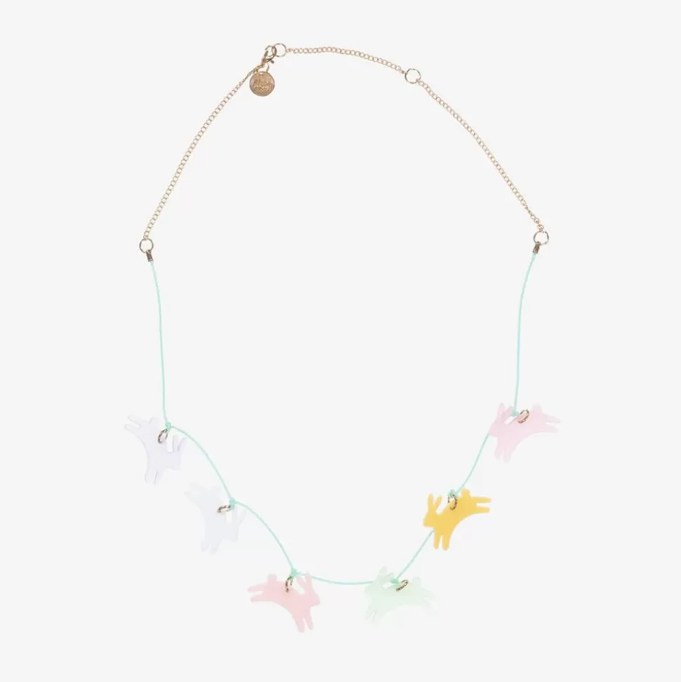 Meri Meri Pink & Green Bunny Necklace (58cm)^ Jewellery