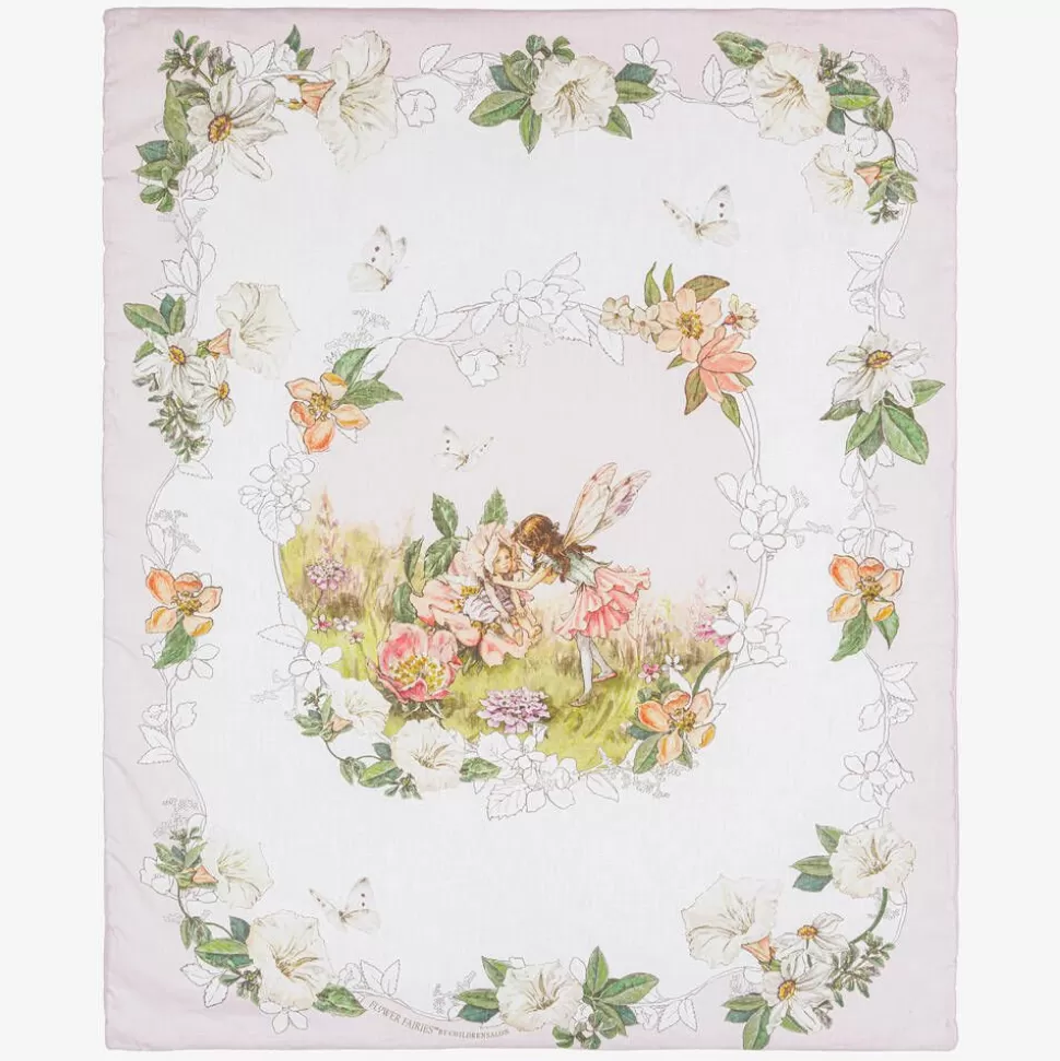Flower Fairies™ by Childrensalon Pink & Ivory Linen & Cotton Blanket (95cm)^ Blankets & Shawls