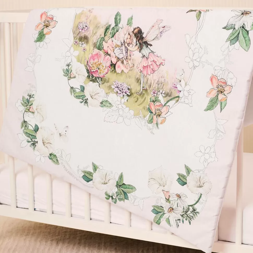 Flower Fairies™ by Childrensalon Pink & Ivory Linen & Cotton Blanket (95cm)^ Blankets & Shawls