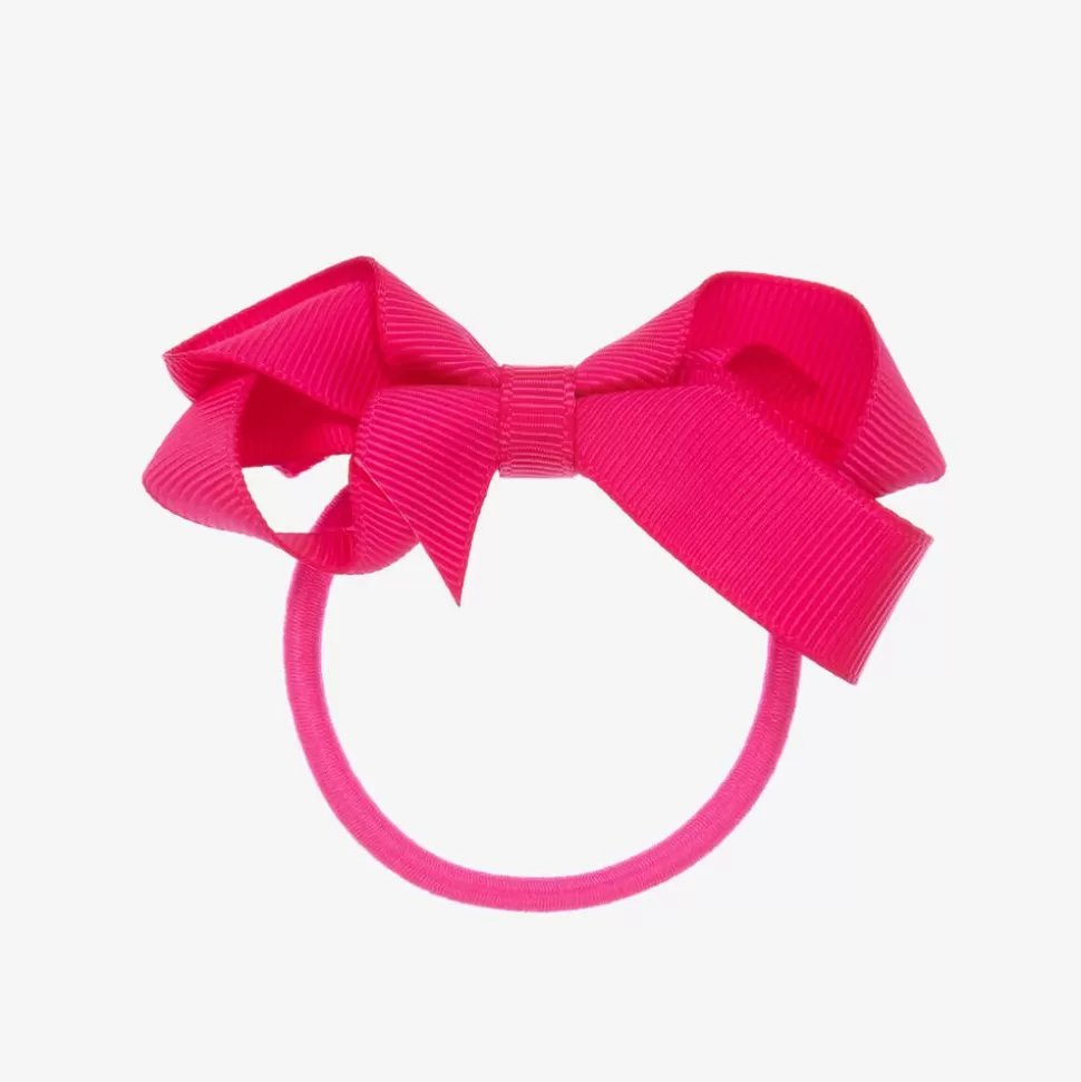 Peach Ribbons Pink Bow Hair Elastic (7cm)^ Hair Accessories
