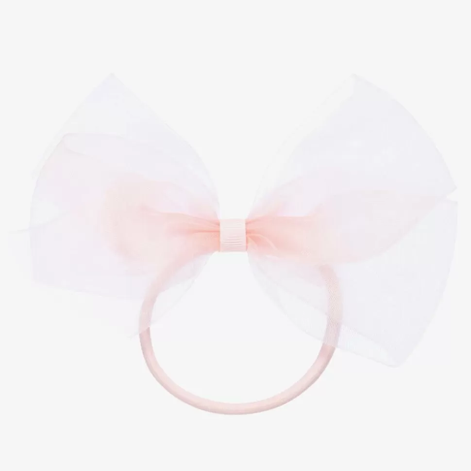 Peach Ribbons Pink Bow Hair Elastic (12cm)^ Hair Accessories