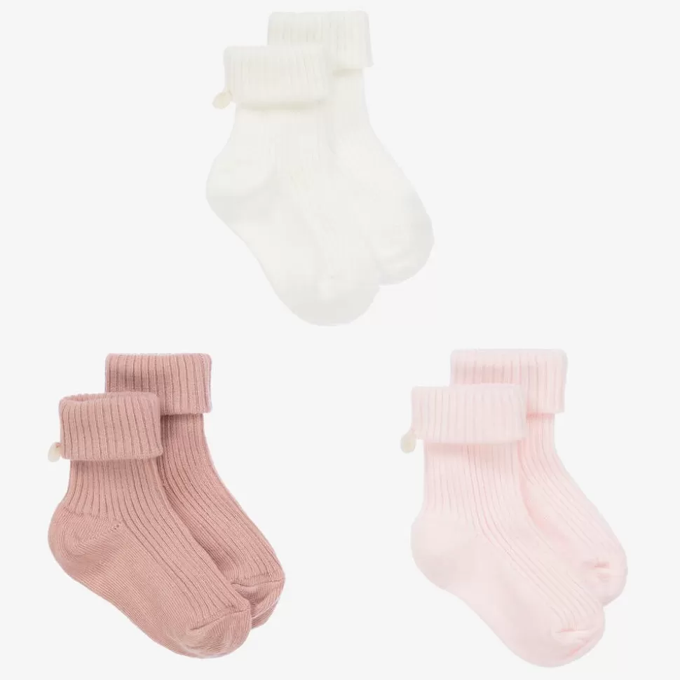 Tartine et Chocolat Pink Cotton Baby Socks (3 Pack)^ Socks