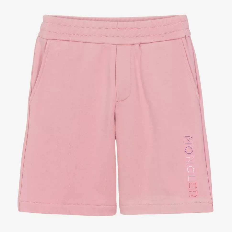 Moncler Enfant Pink Cotton Logo Shorts^BOY Shorts
