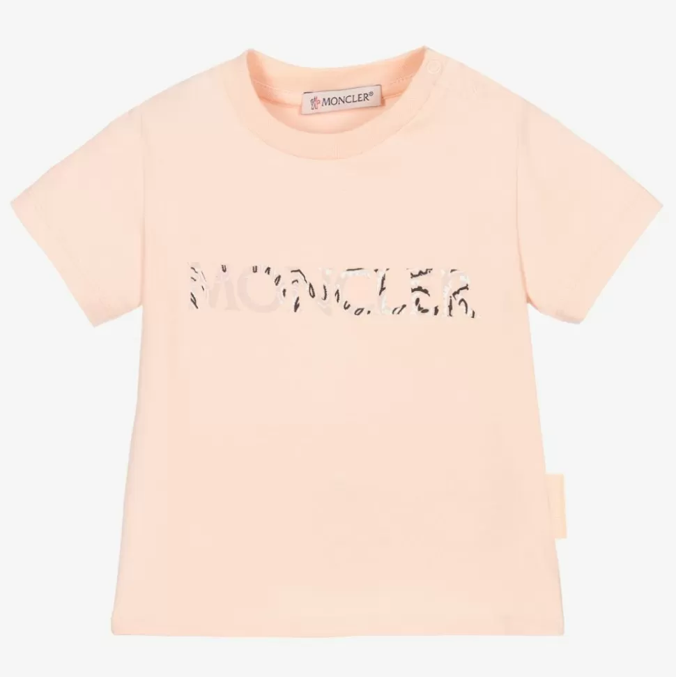 Moncler Enfant Pink Cotton Logo T-Shirt^ Tops