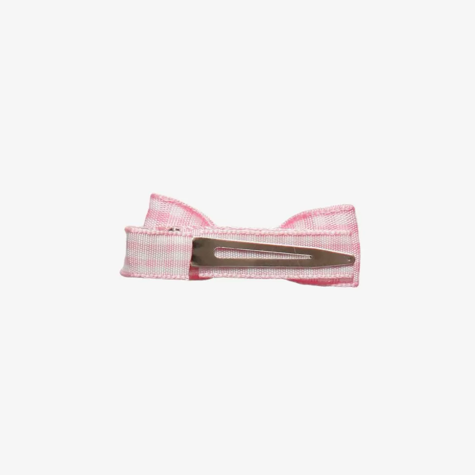 Peach Ribbons Pink Gingham Hair Clip (4.5cm)^ Hair Accessories