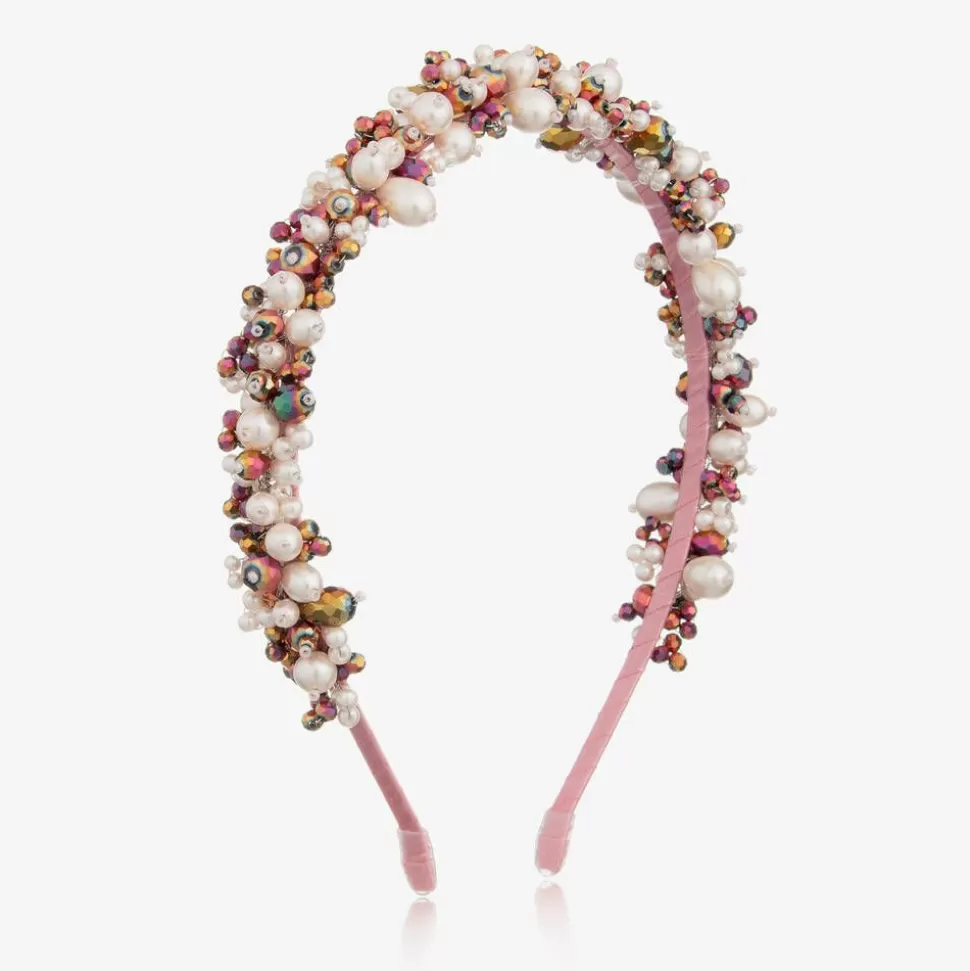 Sienna Likes To Party Pink Pearl & Crystal Hairband^ Hair Accessories