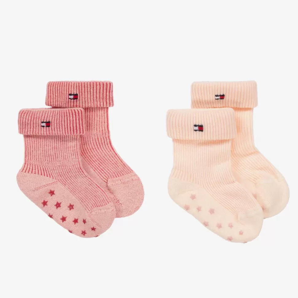 Tommy Hilfiger Pink Ribbed Cotton Baby Socks (2 Pack)^ Socks