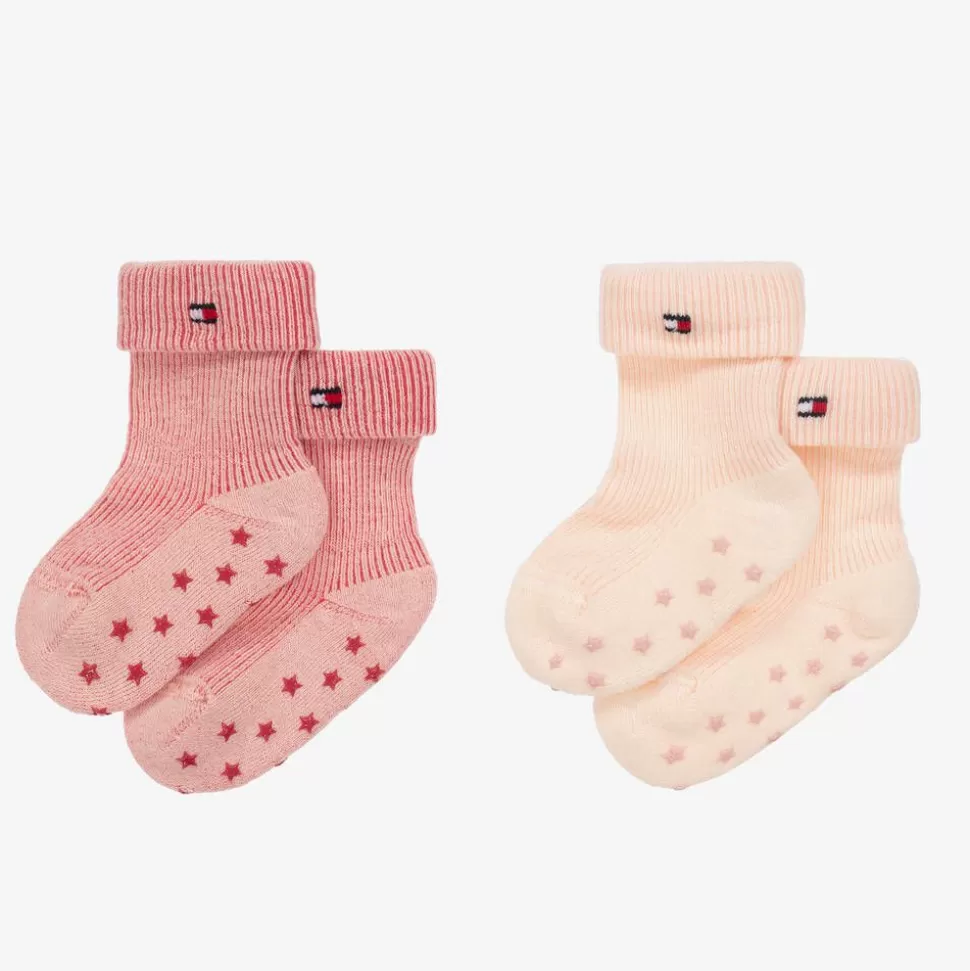 Tommy Hilfiger Pink Ribbed Cotton Baby Socks (2 Pack)^ Socks