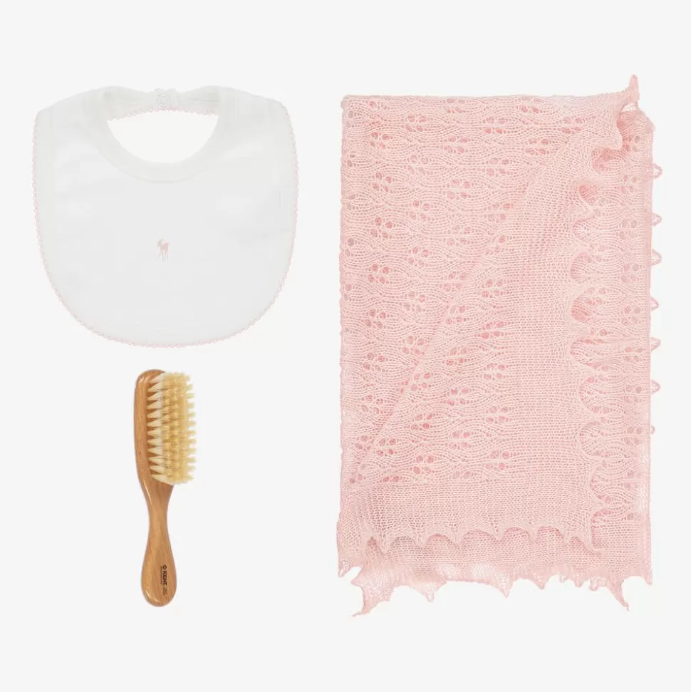 G.H.Hurt amp; Son Pink Shawl & Bib Baby Gift Set^ Gifts