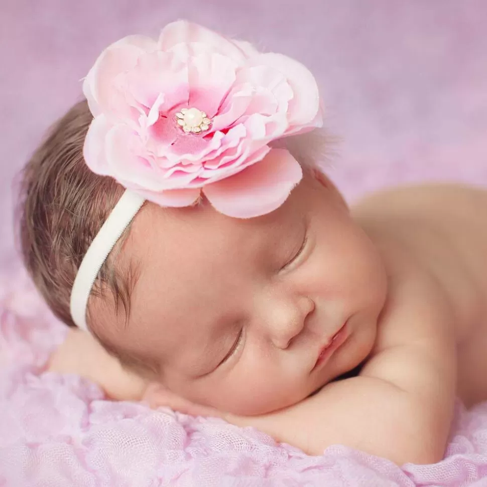 Cute Cute Pink Silk Flower & Ivory Headband with Diamanté^ Hair Accessories