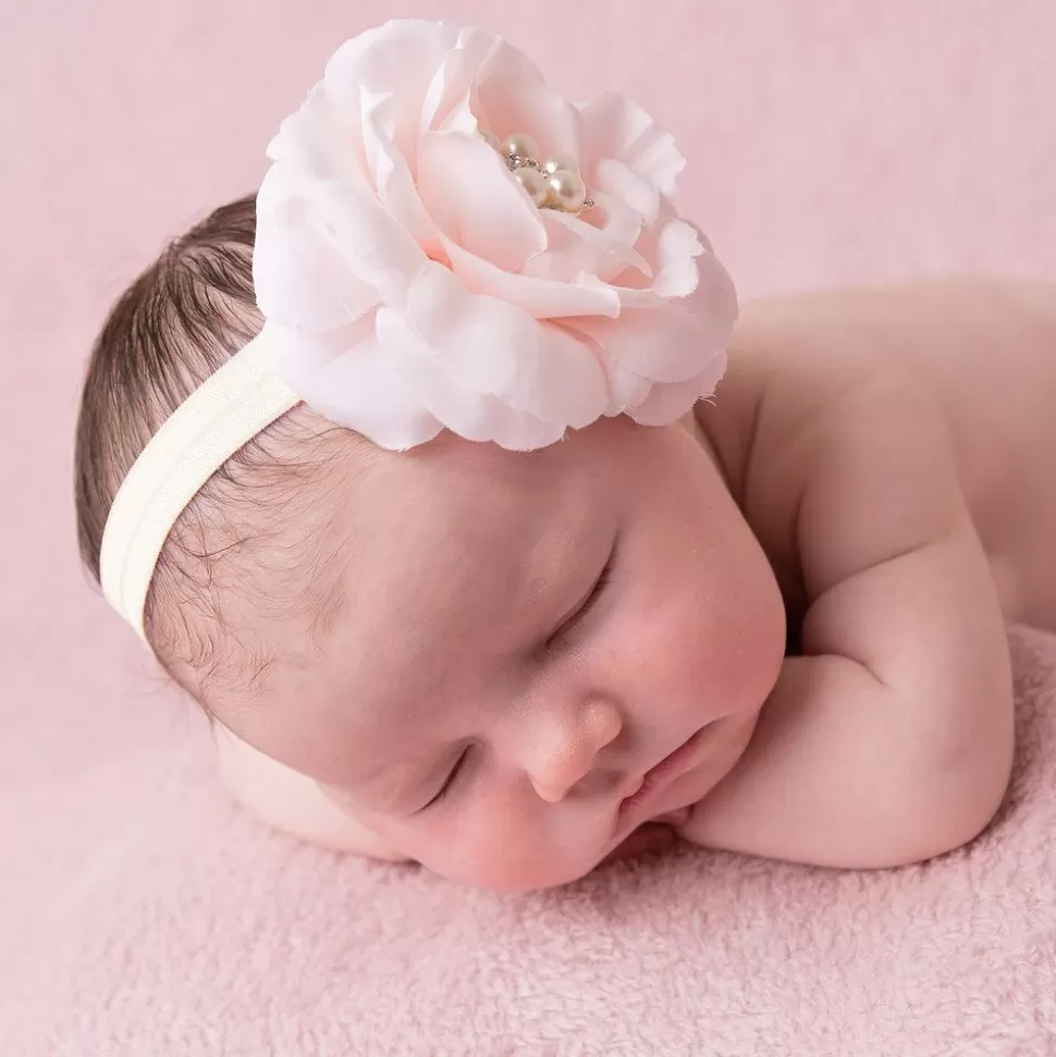Cute Cute Pink Silk Rose with Diamanté & Pearl Headband^ Hair Accessories