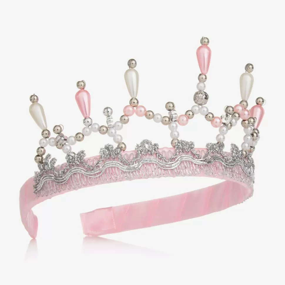 Souza Pink, Silver & Pearl Crown^ Hair Accessories
