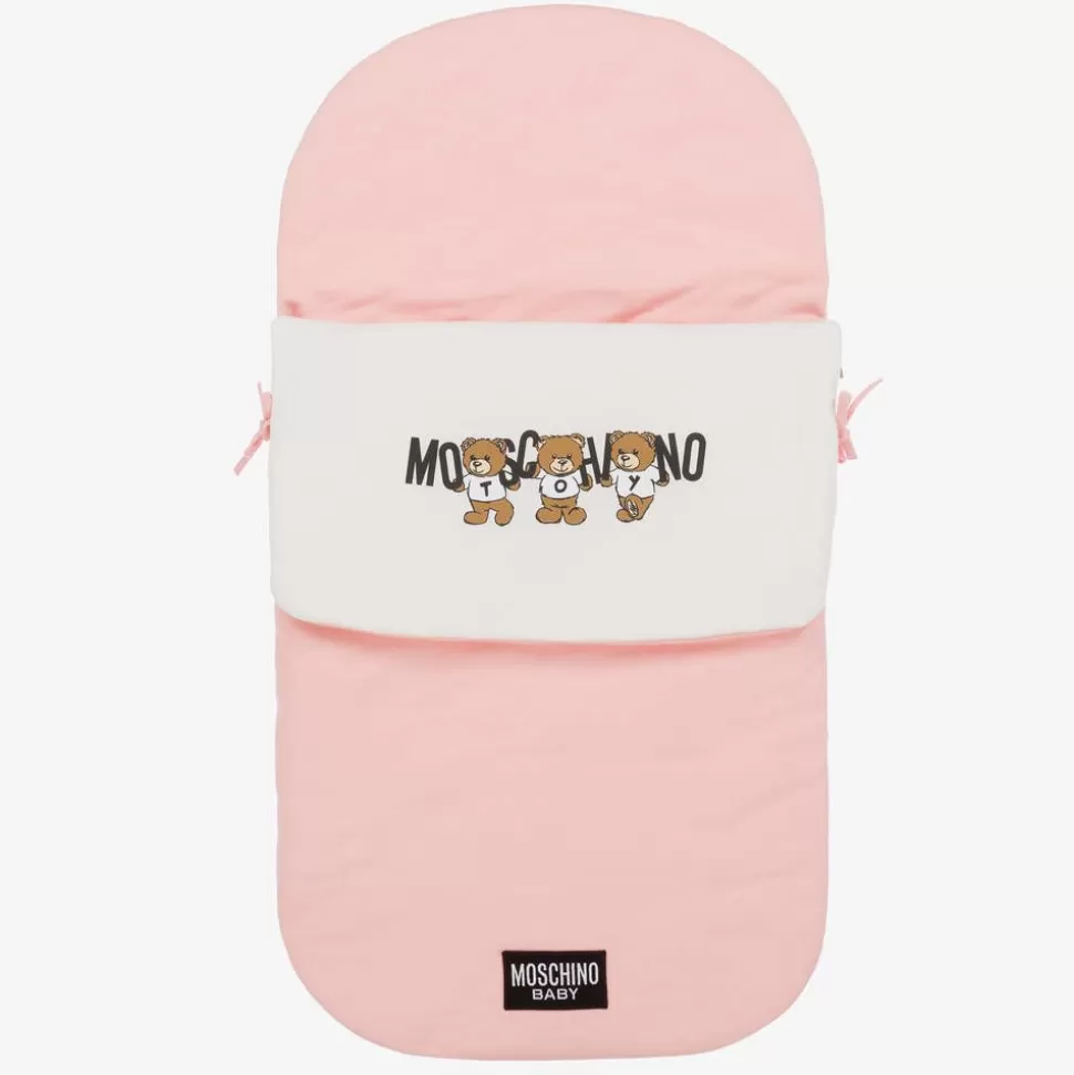 Moschino Baby Pink Teddy Bear Logo Cotton Baby Nest (80cm)^ Gifts