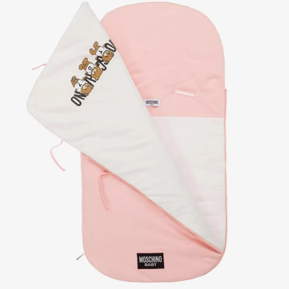 Moschino Baby Pink Teddy Bear Logo Cotton Baby Nest (80cm)^ Gifts