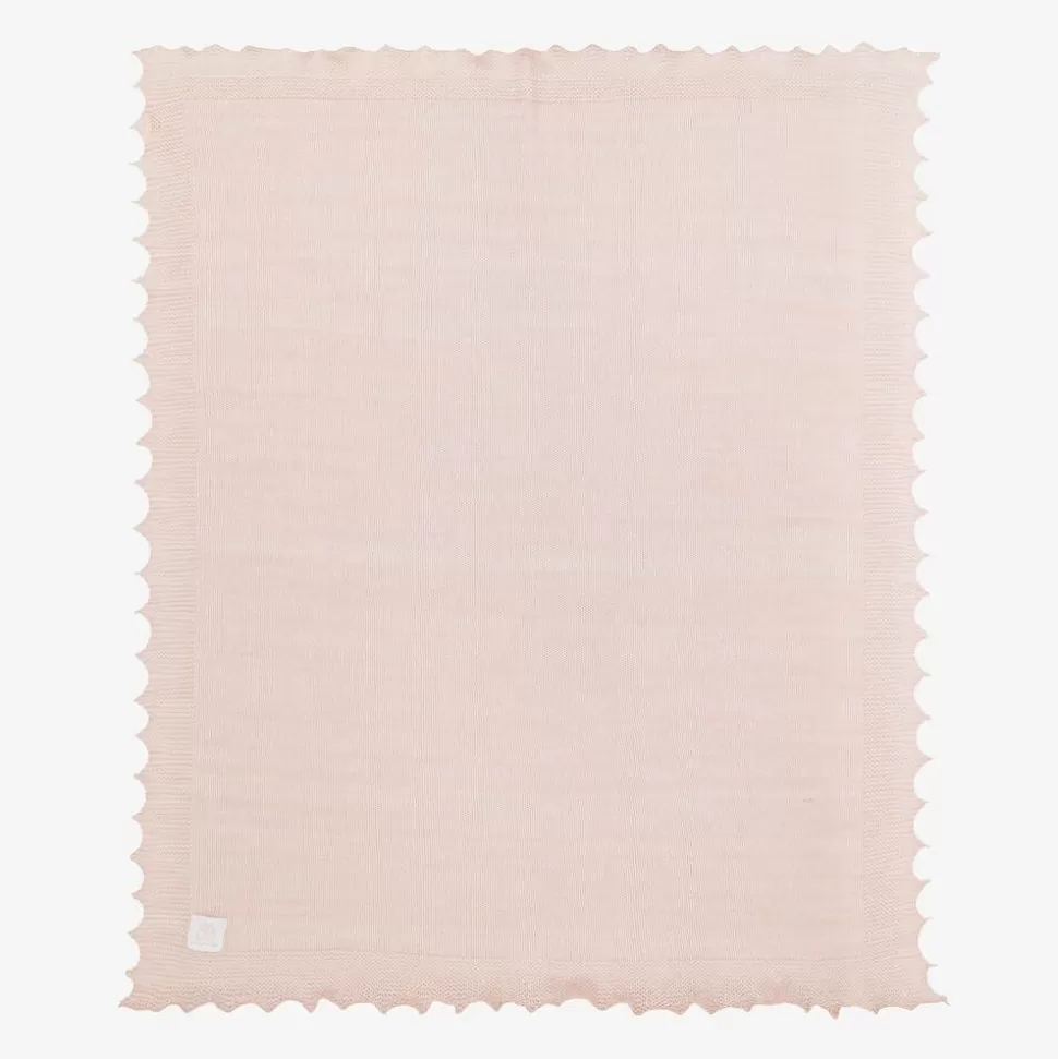 English Trousseau Pink Wool Knit Baby Shawl (122cm)^ Blankets & Shawls