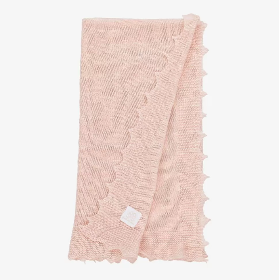 English Trousseau Pink Wool Knit Baby Shawl (122cm)^ Blankets & Shawls