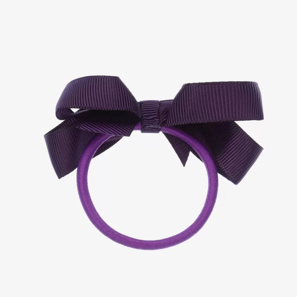 Peach Ribbons Purple Bow Hair Elastic (7cm)^ Hair Accessories