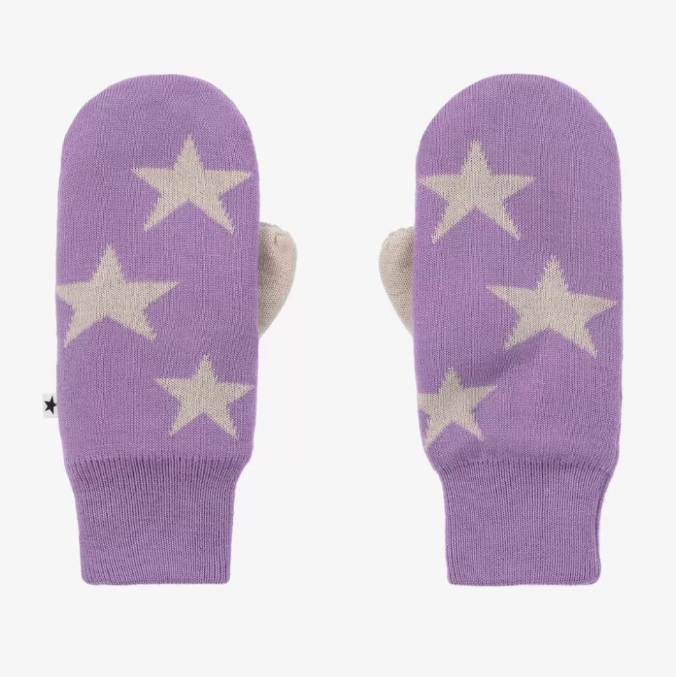 Molo Purple Knitted Star Mittens^BOY Gloves & Mittens | Gloves & Mittens