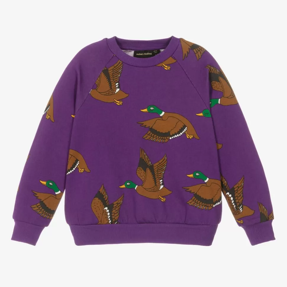 Mini Rodini Purple Organic Cotton Duck Print Sweatshirt^BOY Tops
