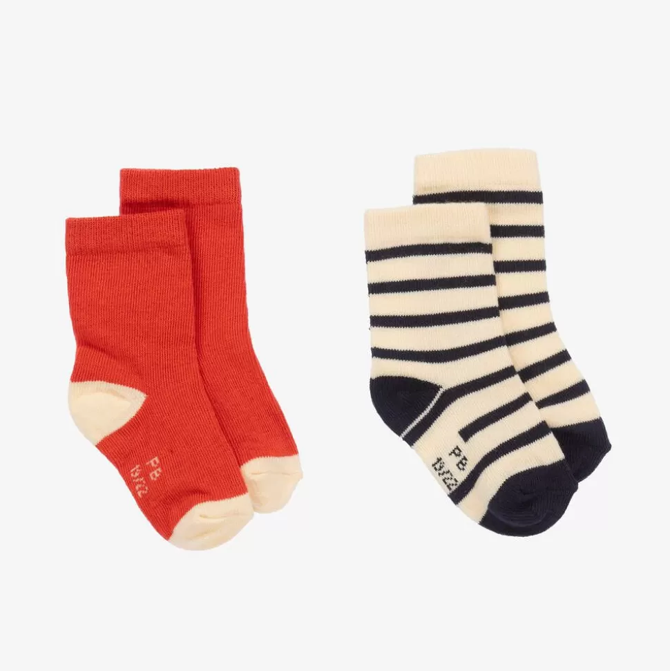 Petit Bateau Red & Navy Blue Striped Socks (2 Pack)^ Socks