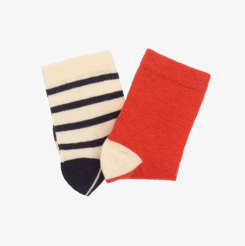Petit Bateau Red & Navy Blue Striped Socks (2 Pack)^ Socks