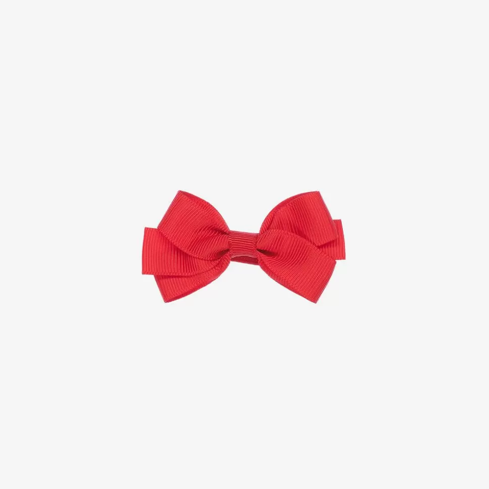 Peach Ribbons Red Bow Hair Clip (7cm)^ Hair Accessories