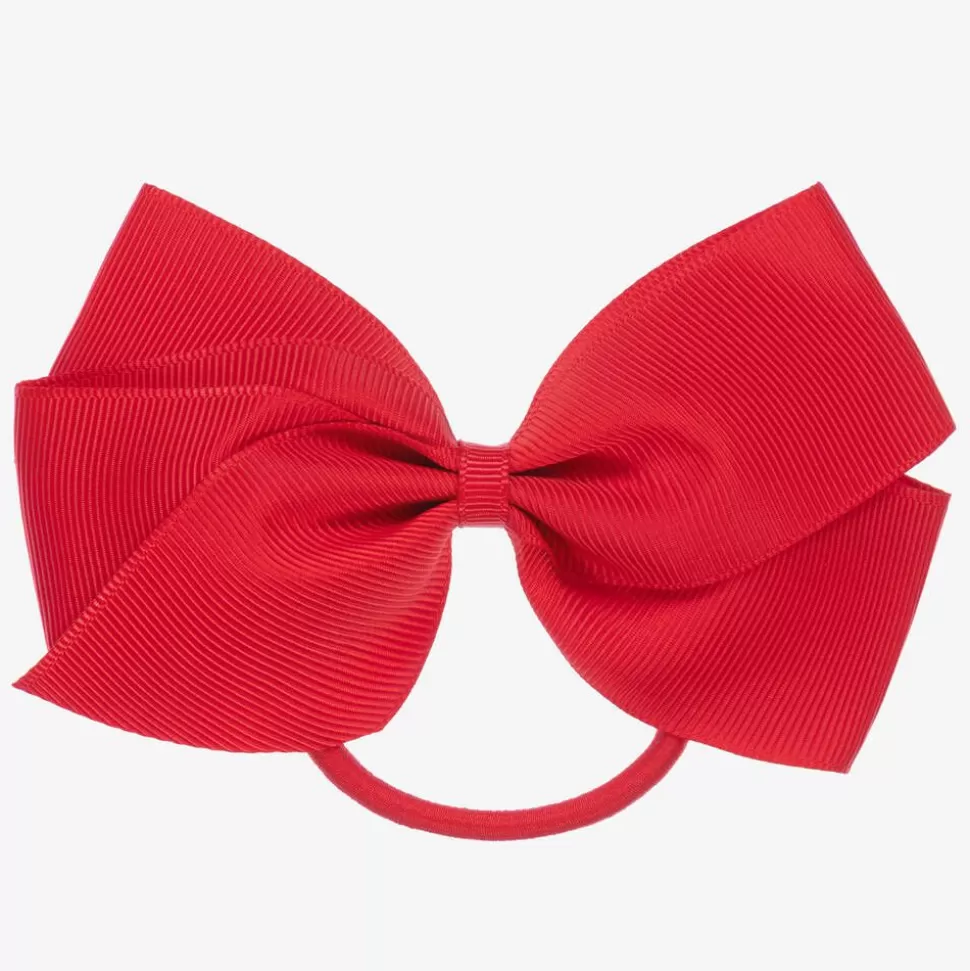Peach Ribbons Red Bow Hair Elastic (12cm)^ Hair Accessories
