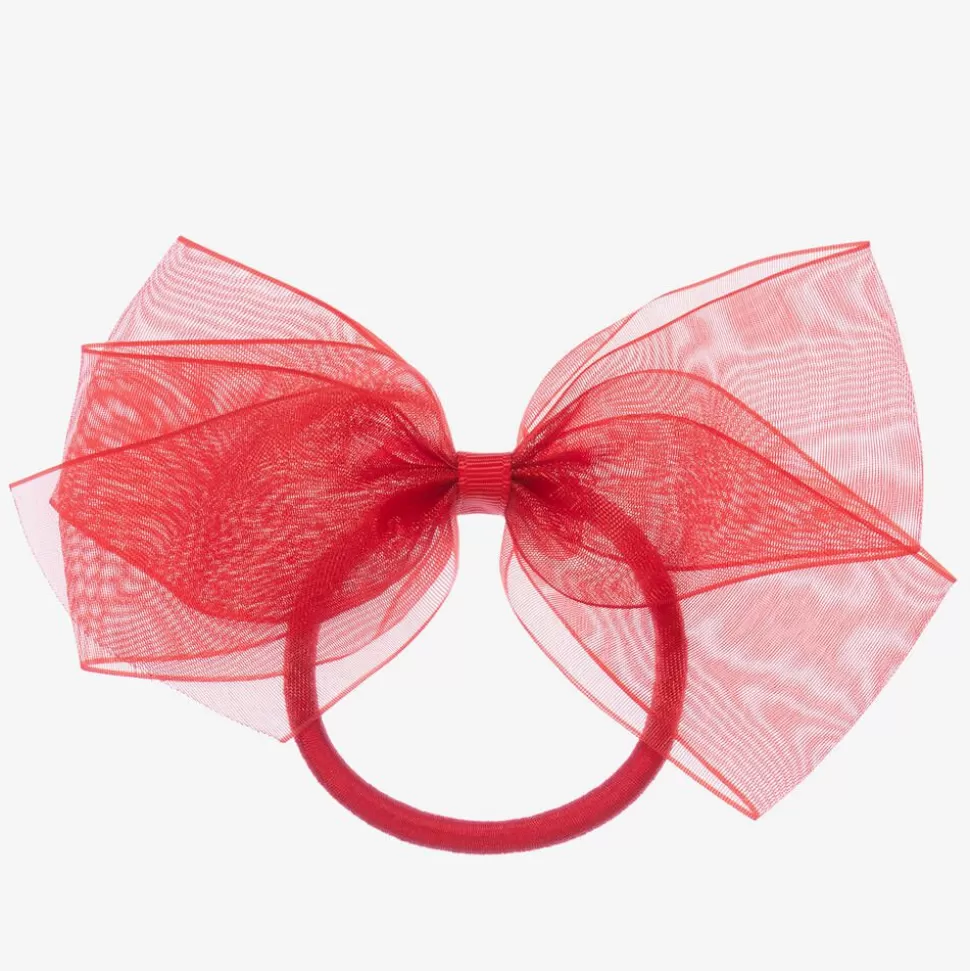 Peach Ribbons Red Bow Hair Elastic (12cm)^ Hair Accessories
