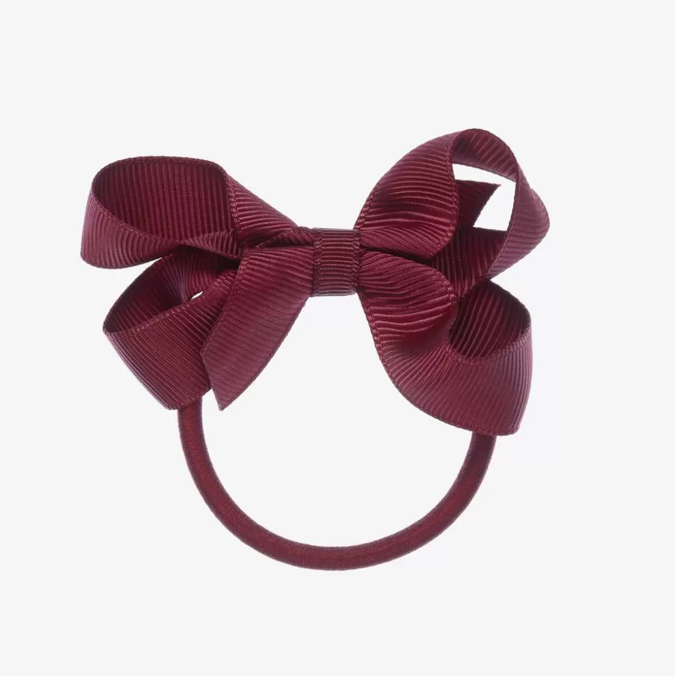 Peach Ribbons Red Bow Hair Elastic (7cm)^ Hair Accessories