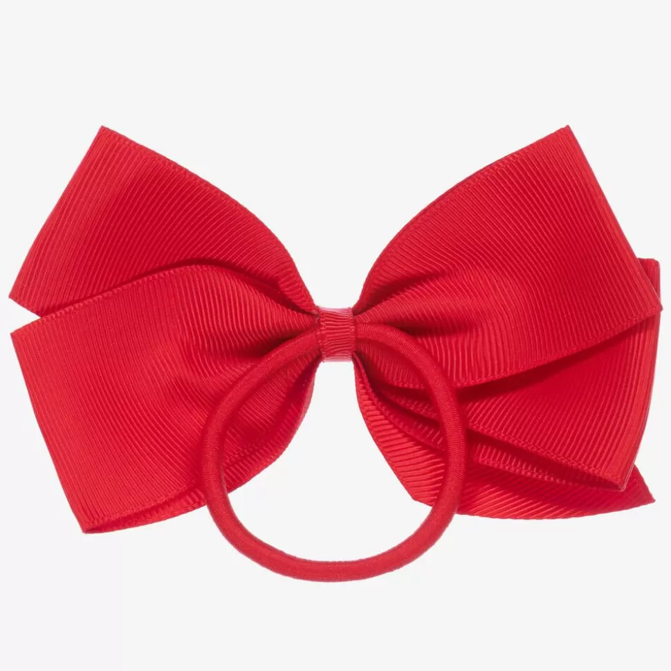Peach Ribbons Red Bow Hair Elastic (12cm)^ Hair Accessories