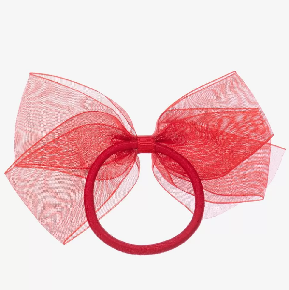 Peach Ribbons Red Bow Hair Elastic (12cm)^ Hair Accessories