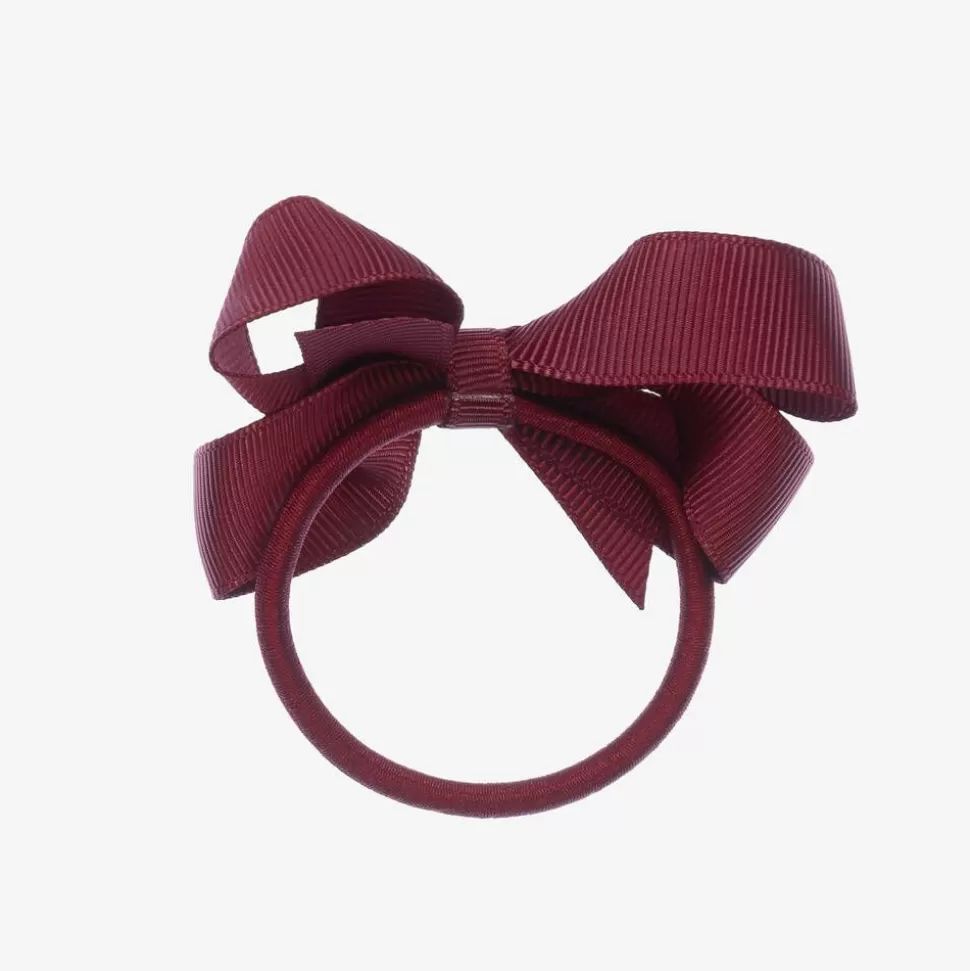 Peach Ribbons Red Bow Hair Elastic (7cm)^ Hair Accessories