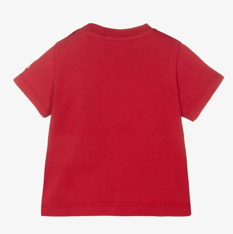 Moncler Enfant Red Cotton Mammoth Logo T-Shirt^BOY Tops