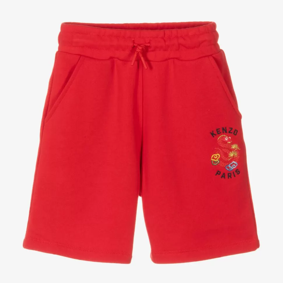 KENZO KIDS Red Cotton Snake Cotton Jersey Shorts^BOY Shorts | Shorts