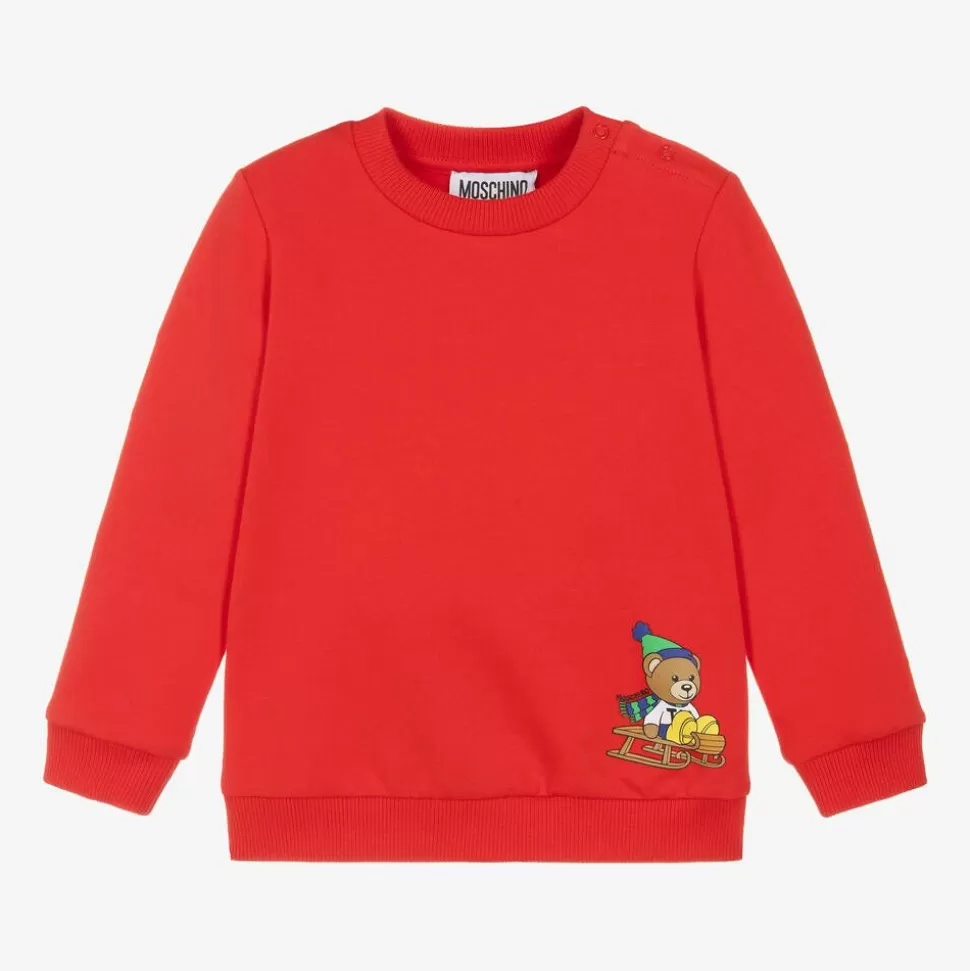Moschino Baby Red Cotton Teddy Bear Sweatshirt^ Tops