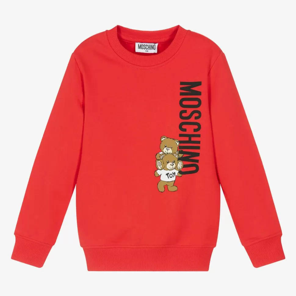 Moschino Kid-Teen Red Cotton Teddy Bear Sweatshirt^BOY Tops