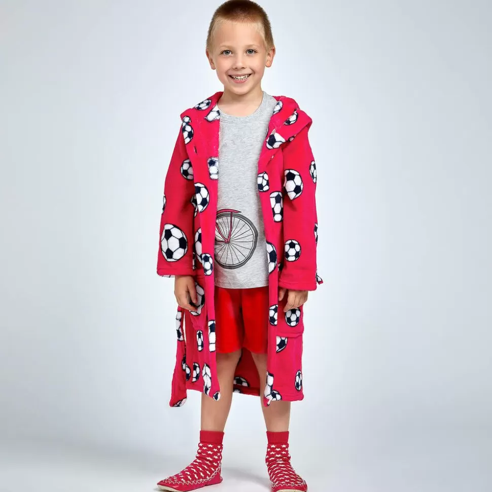 Playshoes Red Football Fleece Dressing Gown^BOY Towels & Robes | Nightwear