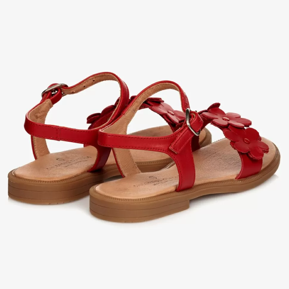 Childrens Classics Red Leather Flower Sandals^ Sandals