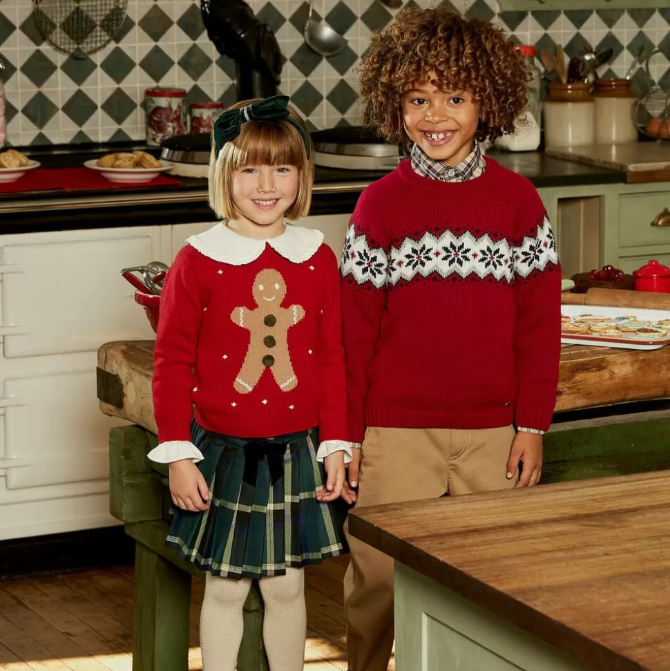 Il Gufo Red Merino Wool Gingerbread Sweater^ Tops