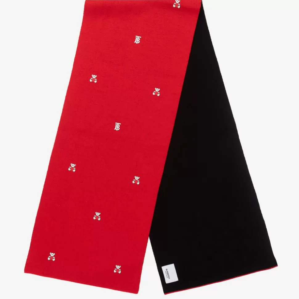 Burberry Red Mini Bear Merino Wool Scarf (132cm)^BOY Scarves | Scarves