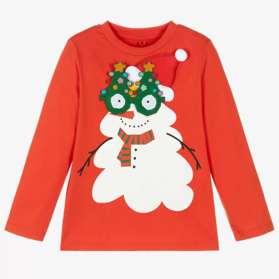Stella McCartney Kids Red Organic Cotton Snowman Top^BOY Tops | Tops