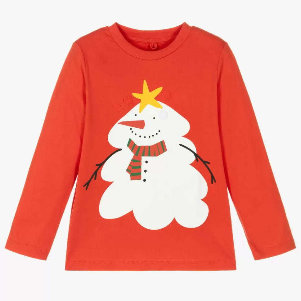 Stella McCartney Kids Red Organic Cotton Snowman Top^BOY Tops | Tops