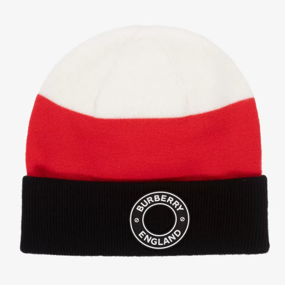 Burberry Red Striped Merino Wool Hat^ Hats