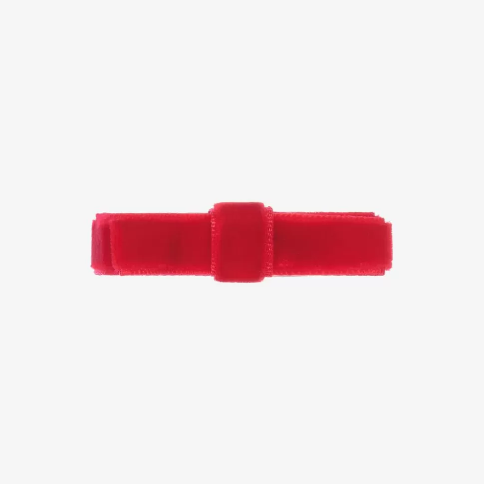 Peach Ribbons Red Velvet Bow Clip (4.5cm)^ Hair Accessories