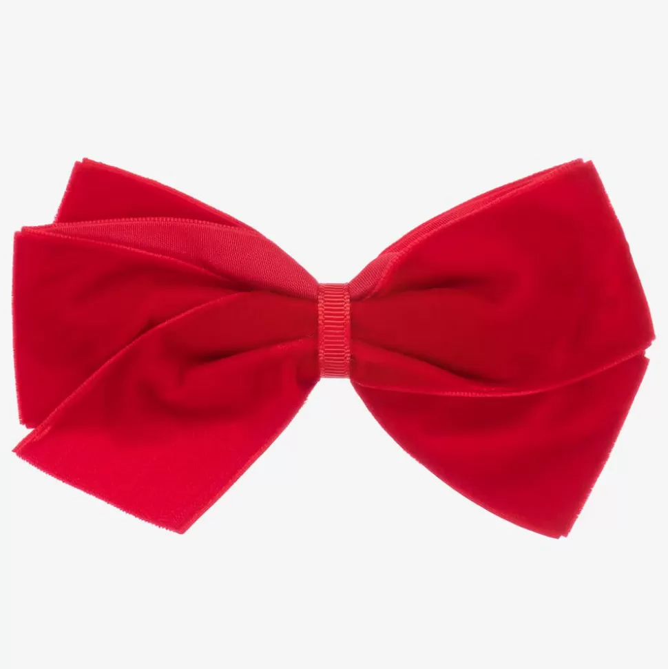 Peach Ribbons Red Velvet Bow Clip (12cm)^ Hair Accessories