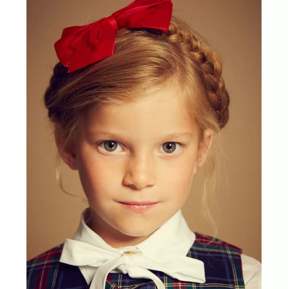 Peach Ribbons Red Velvet Bow Clip (12cm)^ Hair Accessories