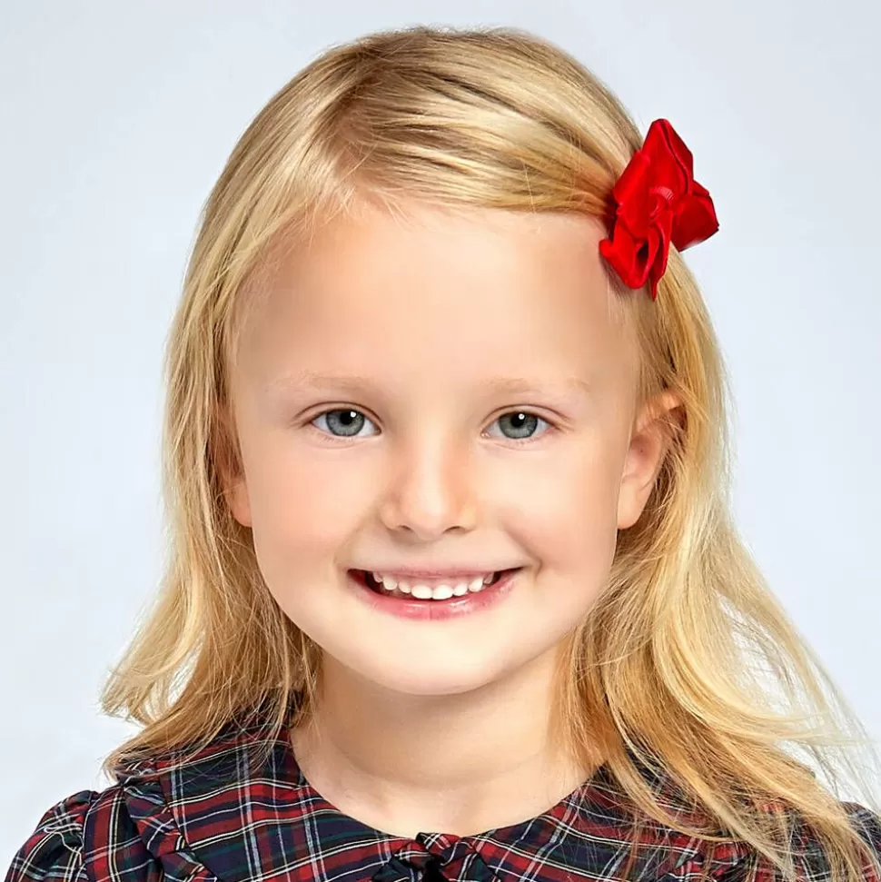 Peach Ribbons Red Velvet Bow Clip (7cm)^ Hair Accessories